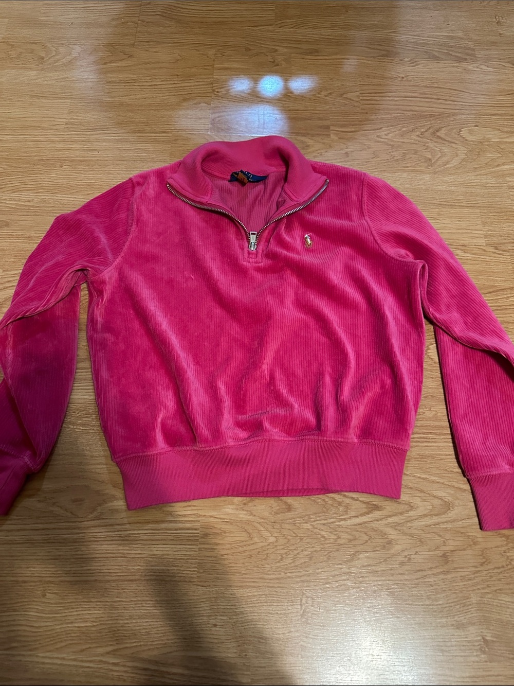 Ralph Lauren Hot Pink Corduroy Quarter-Zip Pullover